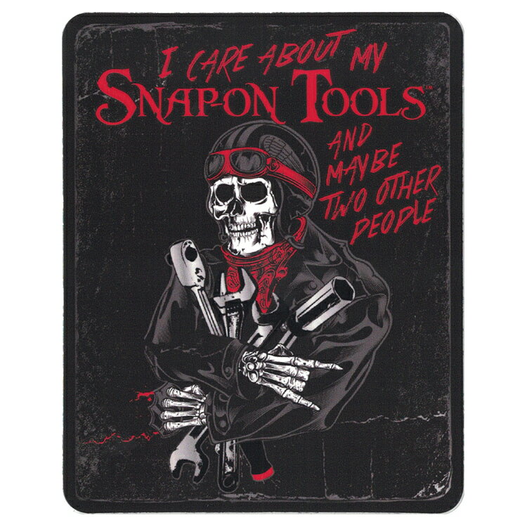 ステッカー 車 スナップオン デカール I care about my Snap-on Tools 縦長角型 スカル 縦12.6×横10.1cm Snap-on シール アメリカ雑貨 アメリカン雑貨アメリカを代表する工具メーカーのオフィシャルデカール。