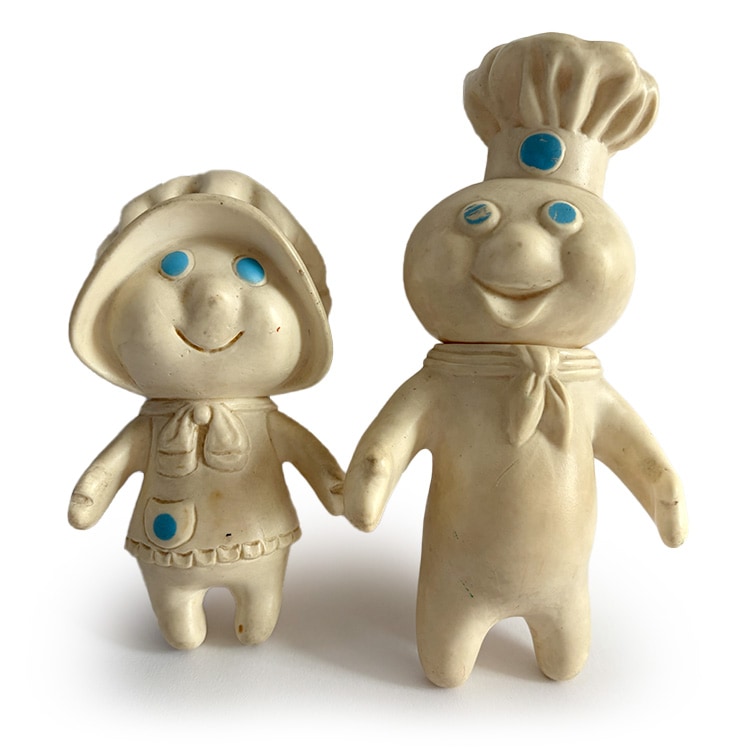 フィギュア ヴィンテージドール ピルズベリー ドゥボーイ 2体セットコレクション ビンテージ アメリカン雑貨 Pillsbury Doughboy1点物のコレクティブルアイテム
