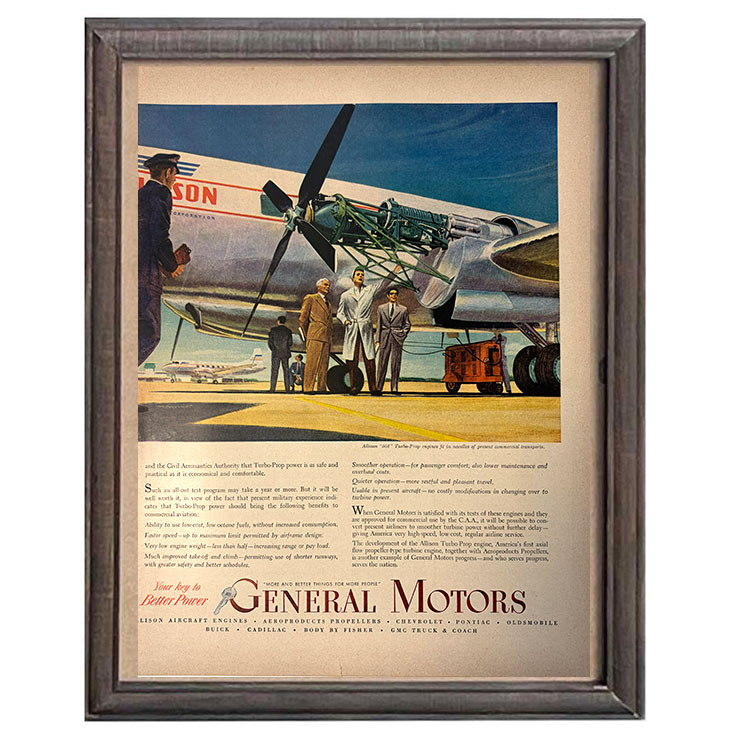 LIFE誌 ヴィンテージ切り抜き 額装アート フレーム付き アメリカ雑貨 インテリア 壁掛け 飛行機と車 General Motors広告 ktlife0101本物のLIFE誌を飾る、特別なヴィンテージアート。