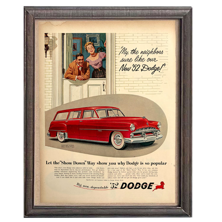 LIFE誌 ヴィンテージ切り抜き 額装アート フレーム付き アメリカ雑貨 インテリア 壁掛け Dodge 赤いクラシックカー ktlife0110本物のLIFE誌を飾る、特別なヴィンテージアート。