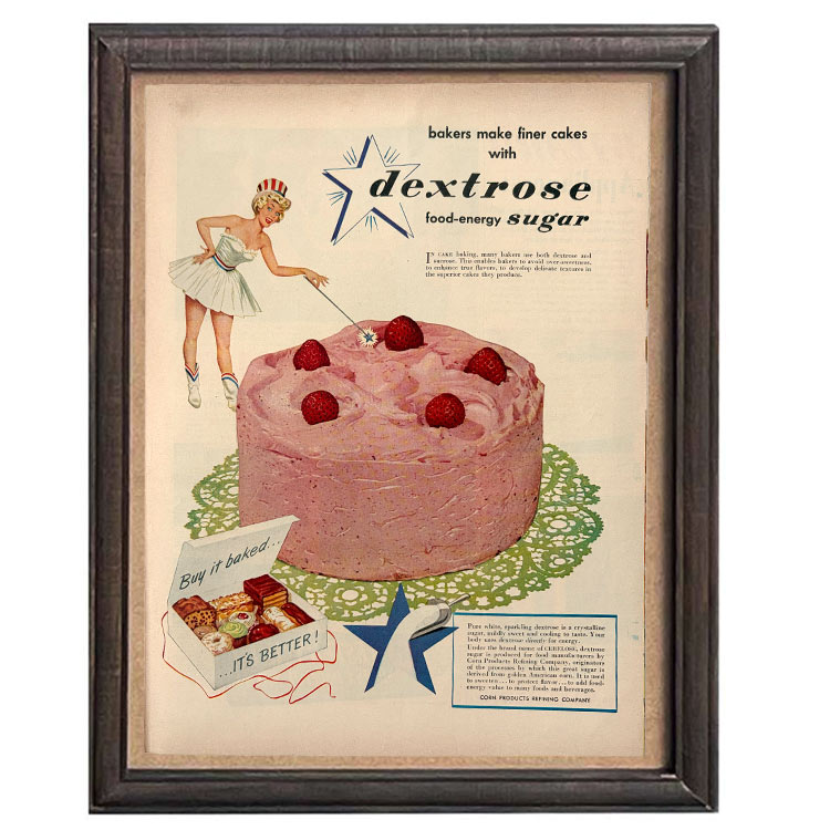 LIFE誌 ヴィンテージ切り抜き 額装アート フレーム付き アメリカ雑貨 インテリア 壁掛け Dextrose ケーキ広告 ktlife0130本物のLIFE誌を飾る、特別なヴィンテージアート。