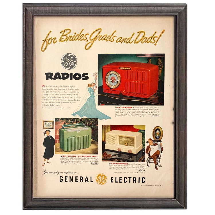 LIFE誌 ヴィンテージ切り抜き 額装アート フレーム付き アメリカ雑貨 インテリア おしゃれ 壁掛け General Electric ラジオ広告 ktlife0502本物のLIFE誌を飾る、特別なヴィンテージアート。