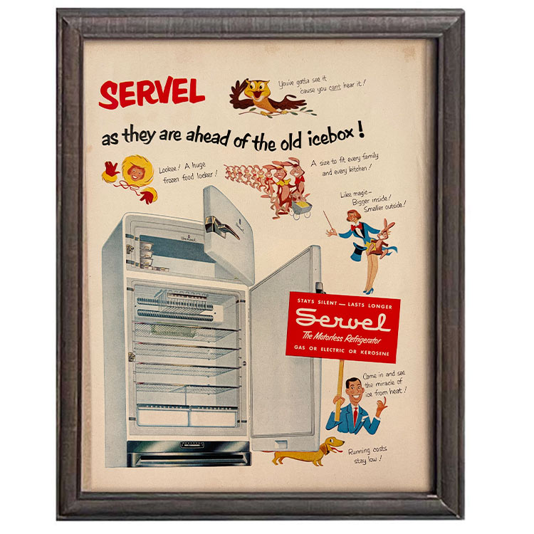 LIFE誌 ヴィンテージ切り抜き 額装アート フレーム付き アメリカ雑貨 インテリア おしゃれ 壁掛け Servel 冷蔵庫広告 ktlife0507本物のLIFE誌を飾る、特別なヴィンテージアート。
