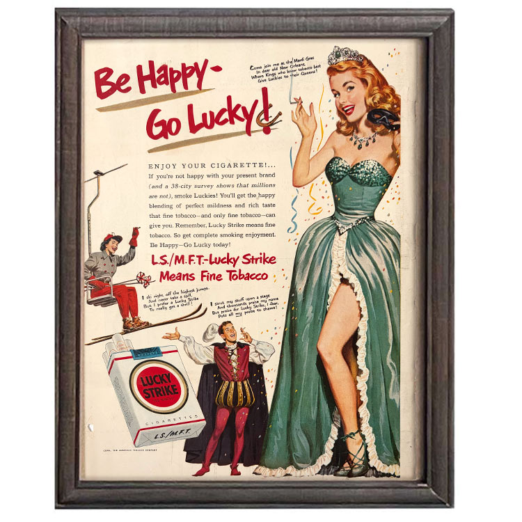 LIFE誌 ヴィンテージ切り抜き 額装アート フレーム付き アメリカ雑貨 インテリア おしゃれ 壁掛け Lucky Strike ドレス女性広告 ktlife0515本物のLIFE誌を飾る、特別なヴィンテージアート。