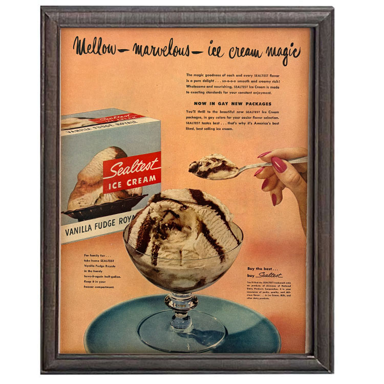 LIFE誌 ヴィンテージ切り抜き 額装アート フレーム付き アメリカ雑貨 インテリア おしゃれ 壁掛け Southern Ice Cream バニラファッジ広告 ktlife0529本物のLIFE誌を飾る、特別なヴィンテージアート。