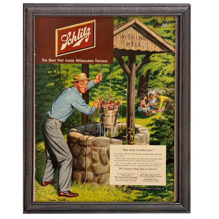 LIFE誌 ヴィンテージ切り抜き 額装アート フレーム付き アメリカ雑貨 インテリア おしゃれ 壁掛け Schlitz アウトドア広告 ktlife0543本物のLIFE誌を飾る、特別なヴィンテージアート。