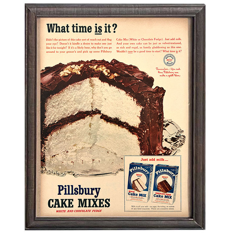 LIFE誌 ヴィンテージ切り抜き 額装アート フレーム付き アメリカ雑貨 インテリア おしゃれ 壁掛け Pillsbury Cake Mixes 広告 ktlife0547本物のLIFE誌を飾る、特別なヴィンテージアート。