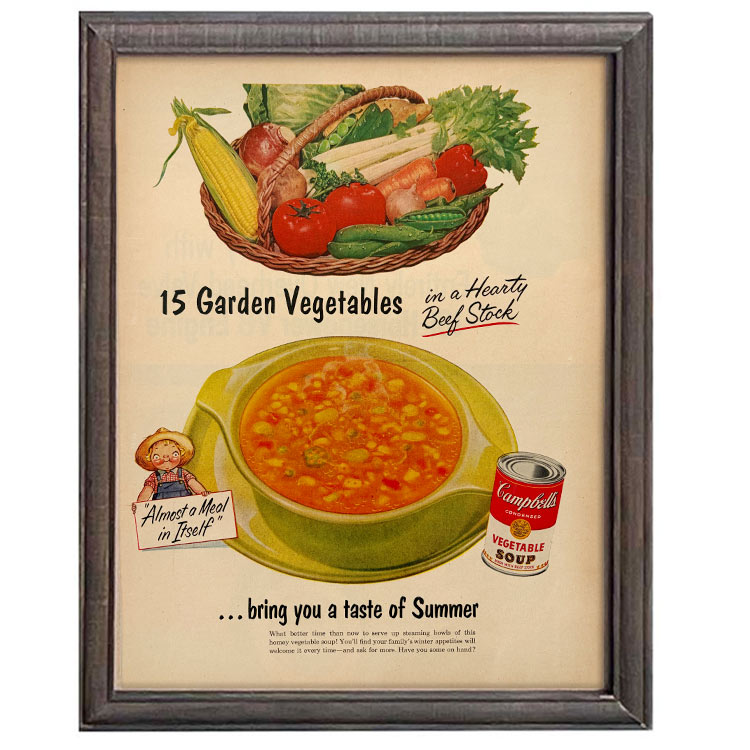 LIFE誌 ヴィンテージ切り抜き 額装アート Campbell’s 野菜スープ広告 フレーム付き アメリカ雑貨 インテリア おしゃれ 壁掛け ktlife0634本物のLIFE誌を飾る、特別なヴィンテージアート。