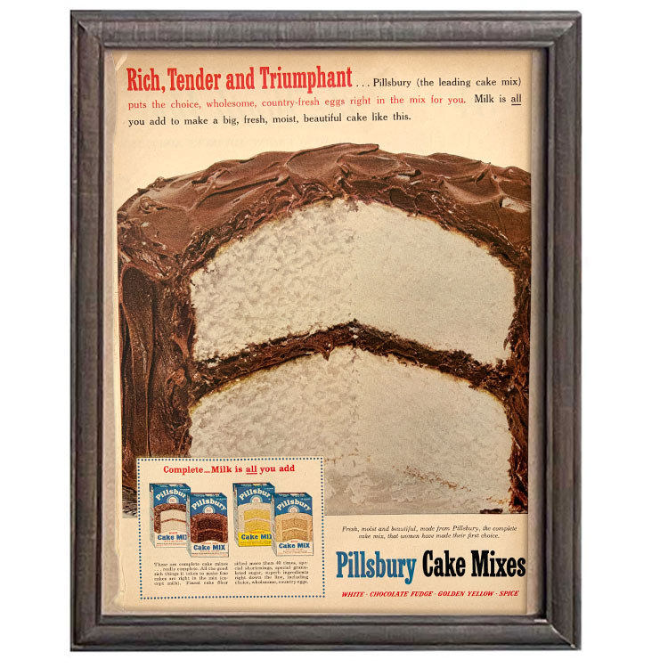 LIFE誌 ヴィンテージ切り抜き 額装アート Pillsbury ケーキミックス広告 フレーム付き アメリカ雑貨 インテリア おしゃれ 壁掛け ktlife0637本物のLIFE誌を飾る、特別なヴィンテージアート。