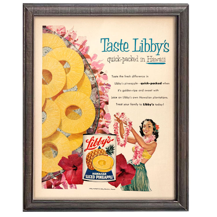 LIFE誌 ヴィンテージ切り抜き 額装アート Libby’s パイナップル広告 フレーム付き アメリカ雑貨 インテリア おしゃれ 壁掛け ktlife0641本物のLIFE誌を飾る、特別なヴィンテージアート。