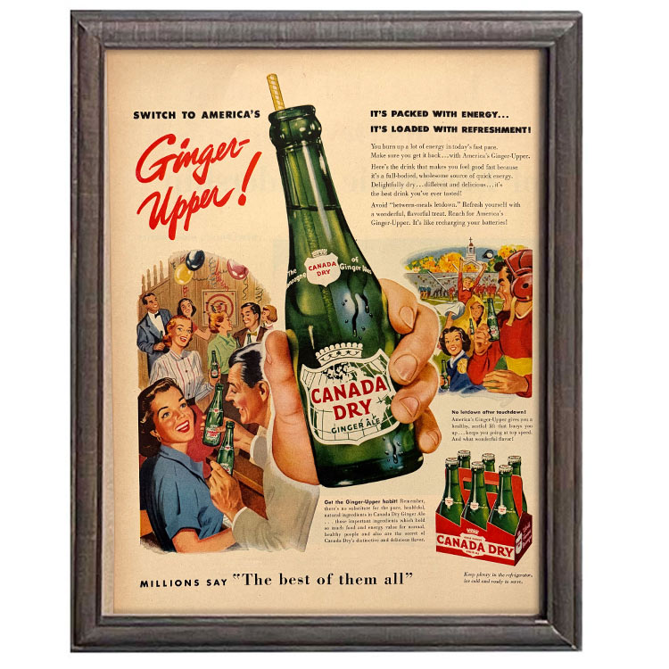 LIFE誌 ヴィンテージ切り抜き 額装アート Canada Dry 広告 フレーム付き アメリカ雑貨 インテリア おしゃれ 壁掛け ktlife0643本物のLIFE誌を飾る、特別なヴィンテージアート。
