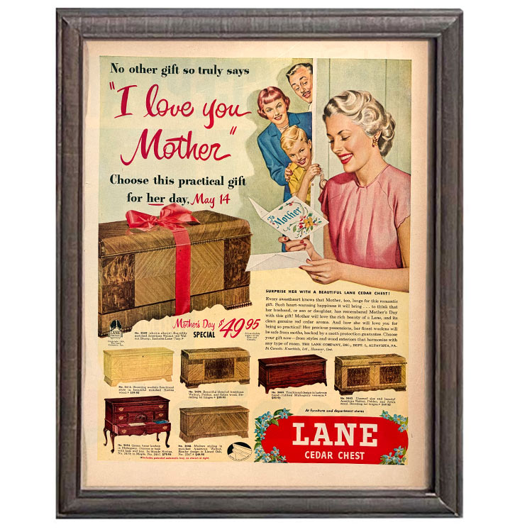LIFE誌 ヴィンテージ切り抜き 額装アート Lane Cedar Chest 広告 フレーム付き アメリカ雑貨 インテリア おしゃれ 壁掛け ktlife0646本物のLIFE誌を飾る、特別なヴィンテージアート。