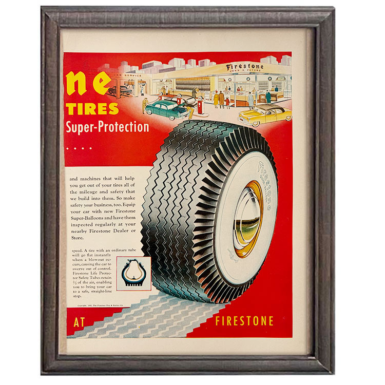 LIFE誌 ヴィンテージ切り抜き 額装アート Firestone タイヤ広告 フレーム付き アメリカ雑貨 インテリア おしゃれ 壁掛け ktlife0648本物のLIFE誌を飾る、特別なヴィンテージアート。