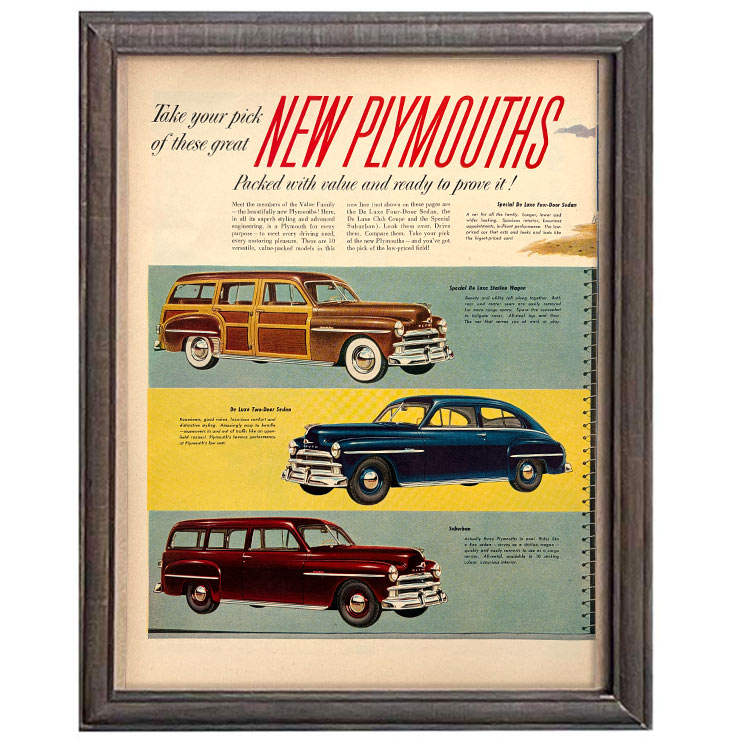 LIFE誌 ヴィンテージ切り抜き 額装アート Plymouth 自動車広告 フレーム付き アメリカ雑貨 インテリア おしゃれ 壁掛け ktlife0649本物のLIFE誌を飾る、特別なヴィンテージアート。