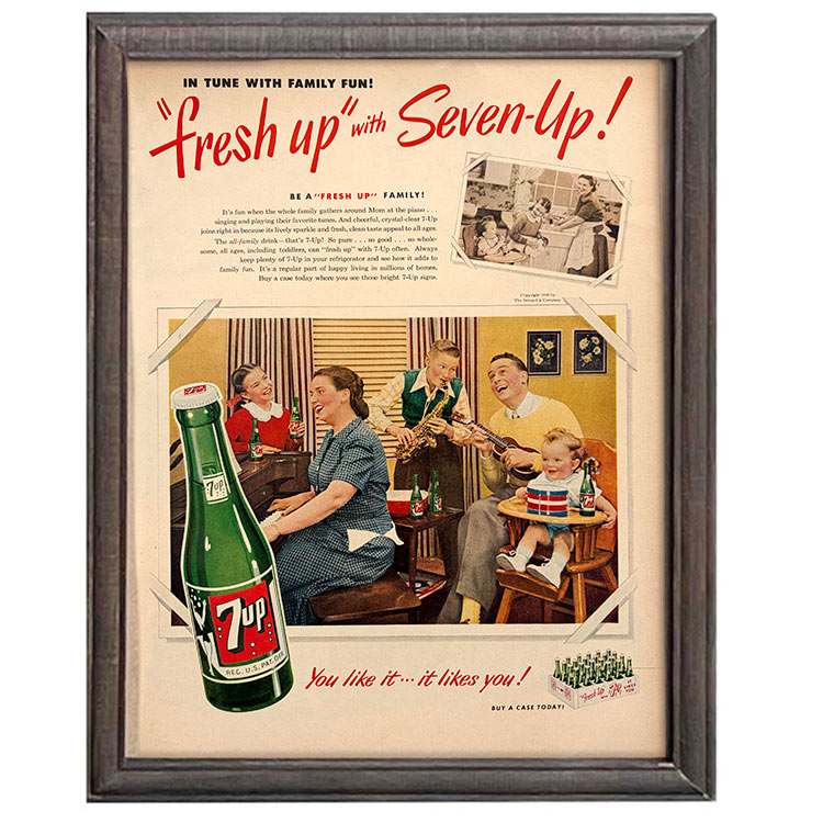 LIFE誌 ヴィンテージ切り抜き 額装アート Seven-Up 広告 フレーム付き アメリカ雑貨 インテリア おしゃれ 壁掛け ktlife0650本物のLIFE誌を飾る、特別なヴィンテージアート。