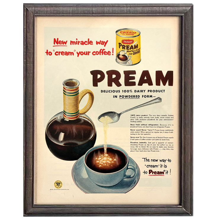 LIFE誌 ヴィンテージ切り抜き 額装アート Pream クリーム広告 フレーム付き アメリカ雑貨 インテリア おしゃれ 壁掛け ktlife0653本物のLIFE誌を飾る、特別なヴィンテージアート。