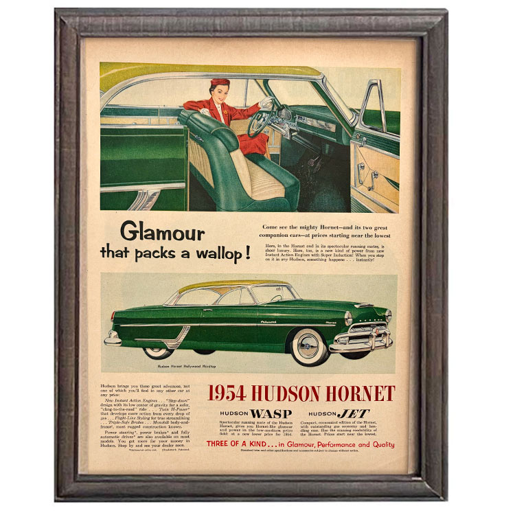 LIFE誌 ヴィンテージ切り抜き 額装アート Hudson Hornet 自動車広告 フレーム付き アメリカ雑貨 インテリア おしゃれ 壁掛け ktlife0659本物のLIFE誌を飾る、特別なヴィンテージアート。