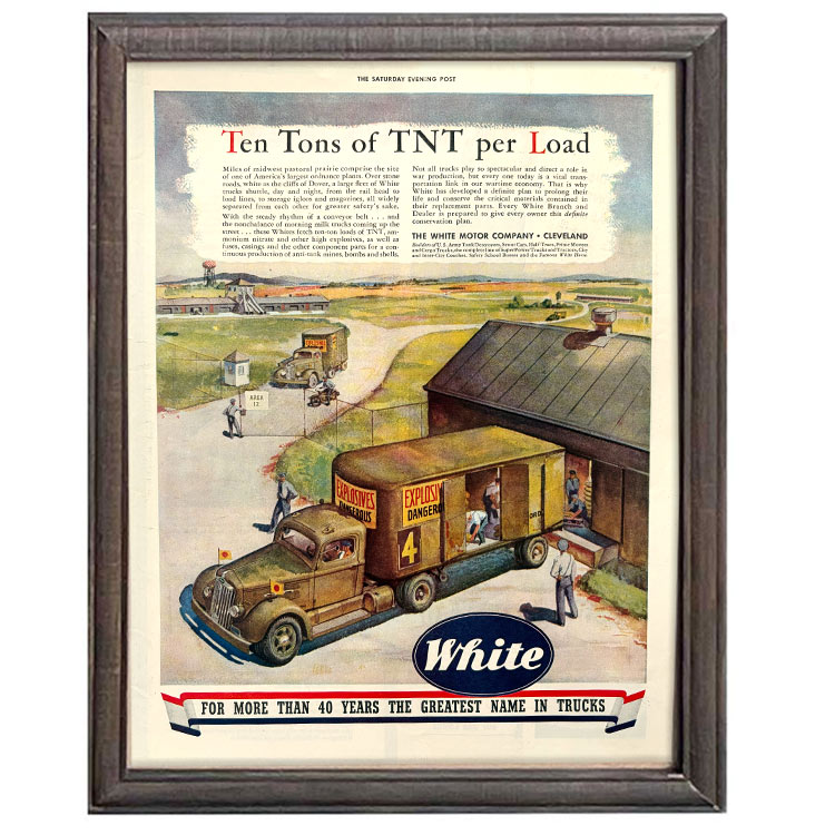 LIFE誌 ヴィンテージ切り抜き 額装アート White トラック広告 フレーム付き アメリカ雑貨 インテリア おしゃれ 壁掛け ktlife0663本物のLIFE誌を飾る、特別なヴィンテージアート。
