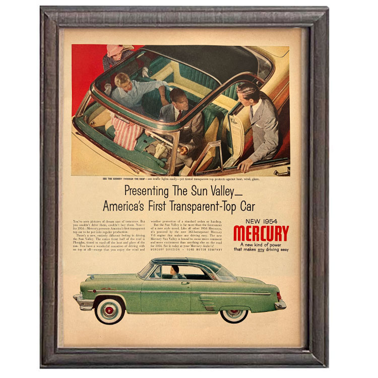 LIFE誌 ヴィンテージ切り抜き 額装アート Mercury Sun Valley 自動車広告 フレーム付き アメリカ雑貨 インテリア おしゃれ 壁掛け ktlife0670本物のLIFE誌を飾る、特別なヴィンテージアート。