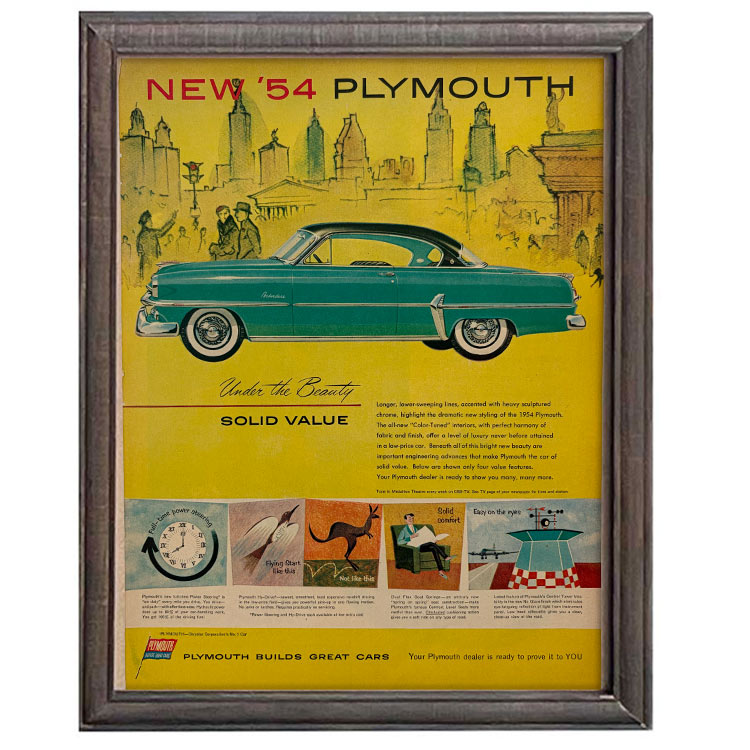 LIFE誌 ヴィンテージ切り抜き 額装アート Plymouth 自動車広告 フレーム付き アメリカ雑貨 インテリア おしゃれ 壁掛け ktlife0672本物のLIFE誌を飾る、特別なヴィンテージアート。