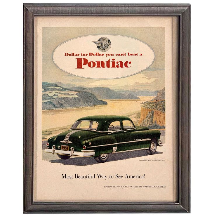 LIFE誌 ヴィンテージ切り抜き 額装アート フレーム付き Pontiac クラシックカー広告 アメリカ雑貨 インテリア おしゃれ ktlife0728本物のLIFE誌を飾る、特別なヴィンテージアート。
