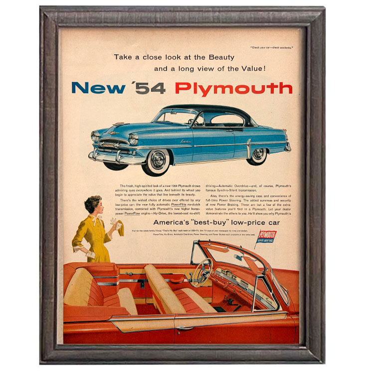 LIFE誌 ヴィンテージ切り抜き 額装アート フレーム付き New ’54 Plymouth 自動車広告 アメリカ雑貨 インテリア おしゃれ ktlife0731本物のLIFE誌を飾る、特別なヴィンテージアート。