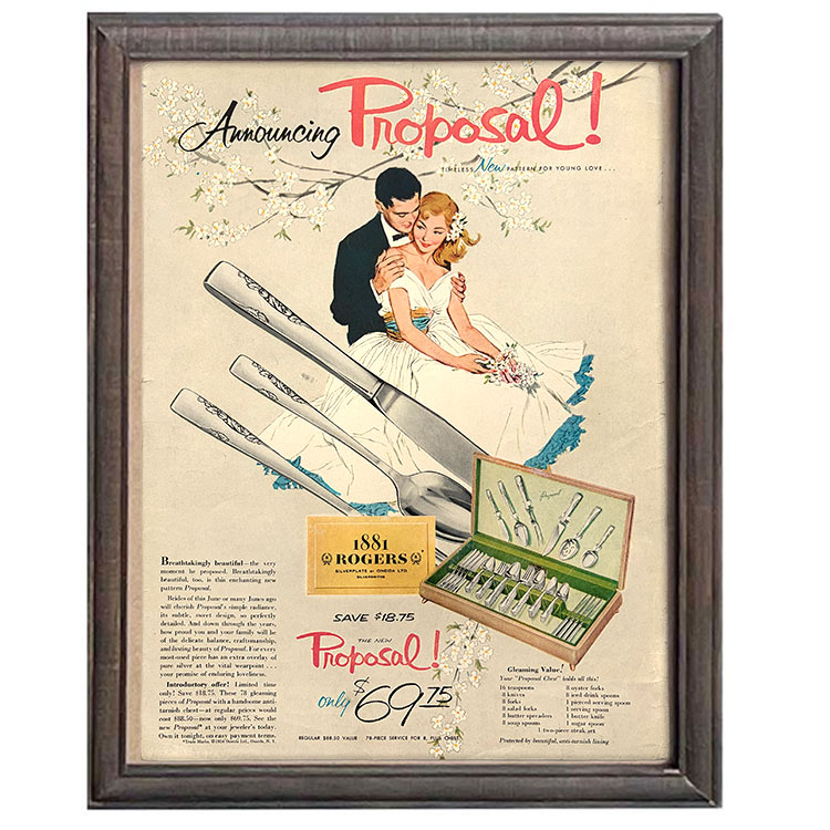 LIFE誌 ヴィンテージ切り抜き 額装アート フレーム付き Proposal ブライダルリング広告 アメリカ雑貨 インテリア おしゃれ ktlife0741本物のLIFE誌を飾る、特別なヴィンテージアート。