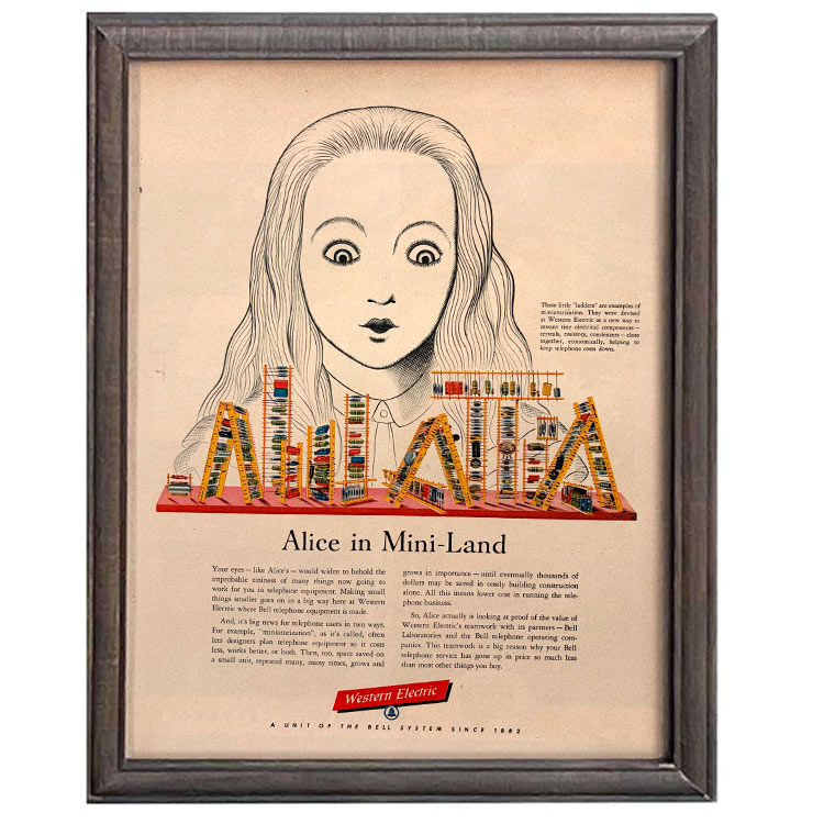 LIFE誌 ヴィンテージ切り抜き 額装アート フレーム付き Alice in Mini-Land 玩具広告 アメリカ雑貨 インテリア おしゃれ ktlife0742本物のLIFE誌を飾る、特別なヴィンテージアート。