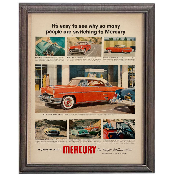 LIFE誌 ヴィンテージ切り抜き 額装アート フレーム付き Mercury クラシックカー広告 アメリカ雑貨 インテリア おしゃれ ktlife0744本物のLIFE誌を飾る、特別なヴィンテージアート。