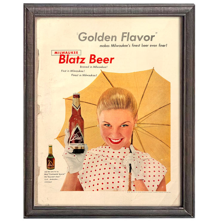 LIFE誌 ヴィンテージ切り抜き 額装アート フレーム付き Blatz Beer ゴールデンフレーバー広告 アメリカ雑貨 インテリア おしゃれ ktlife0745本物のLIFE誌を飾る、特別なヴィンテージアート。