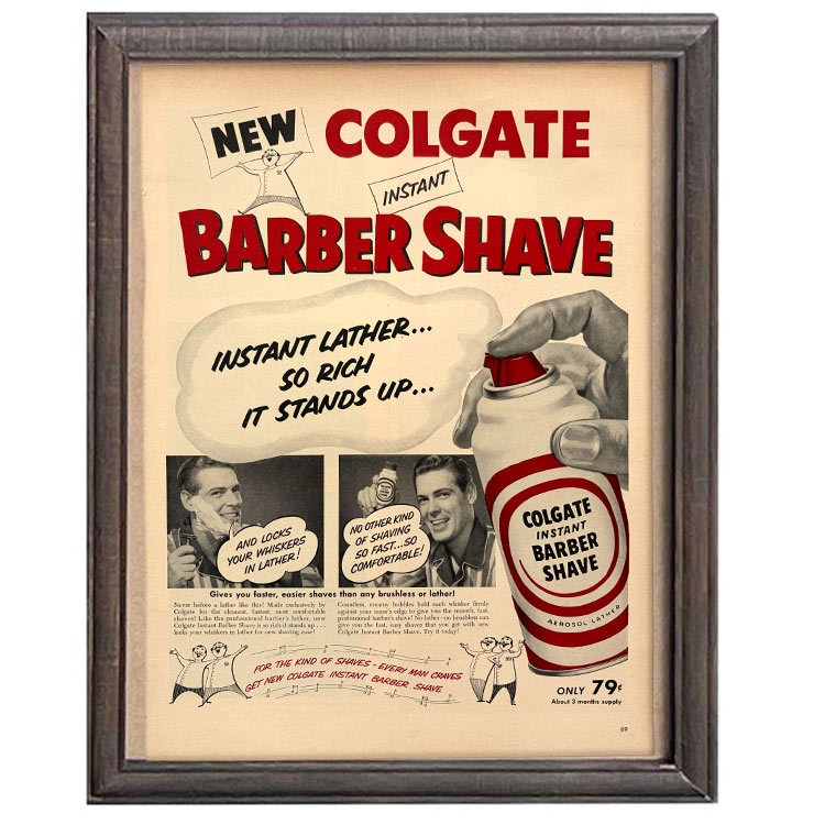 LIFE誌 ヴィンテージ切り抜き 額装アート フレーム付き Colgate Barber Shave 広告 アメリカ雑貨 インテリア おしゃれ ktlife0749本物のLIFE誌を飾る、特別なヴィンテージアート。