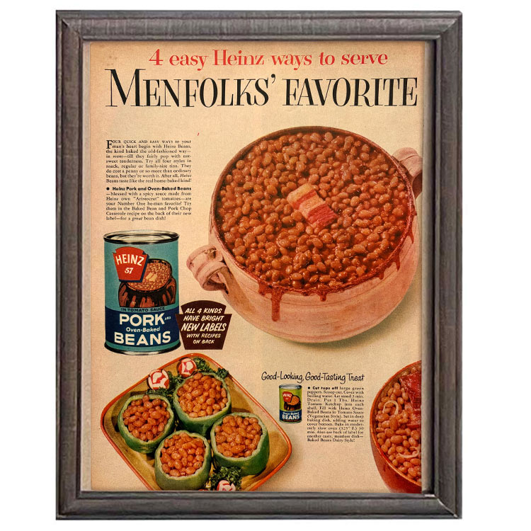 LIFE誌 ヴィンテージ切り抜き 額装アート フレーム付き Van Camp’s Pork and Beans 広告 アメリカ雑貨 インテリア おしゃれ ktlife0759本物のLIFE誌を飾る、特別なヴィンテージアート。