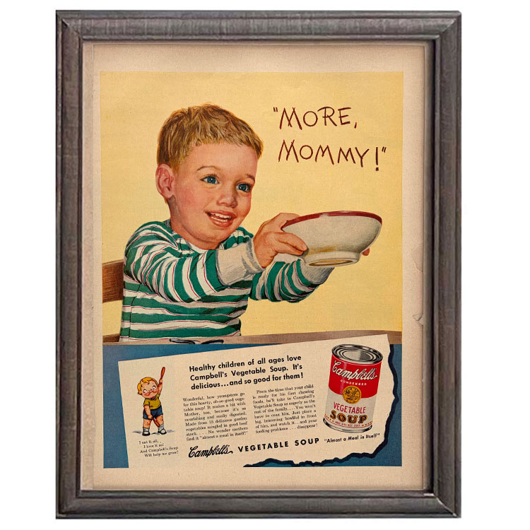 LIFE誌 ヴィンテージ切り抜き 額装アート フレーム付き Campbell’s スープ キッズ広告 アメリカ雑貨 インテリア おしゃれ ktlife0769本物のLIFE誌を飾る、特別なヴィンテージアート。