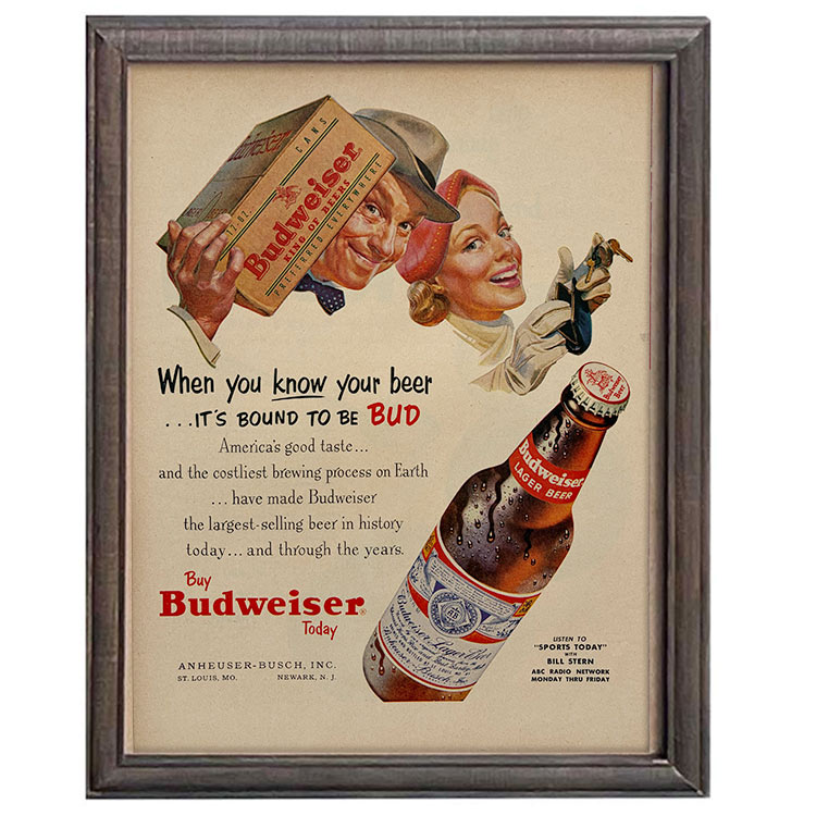 LIFE誌 ヴィンテージ切り抜き 額装アート フレーム付き Budweiser ビール広告 アメリカ雑貨 インテリア おしゃれ ktlife0773本物のLIFE誌を飾る、特別なヴィンテージアート。