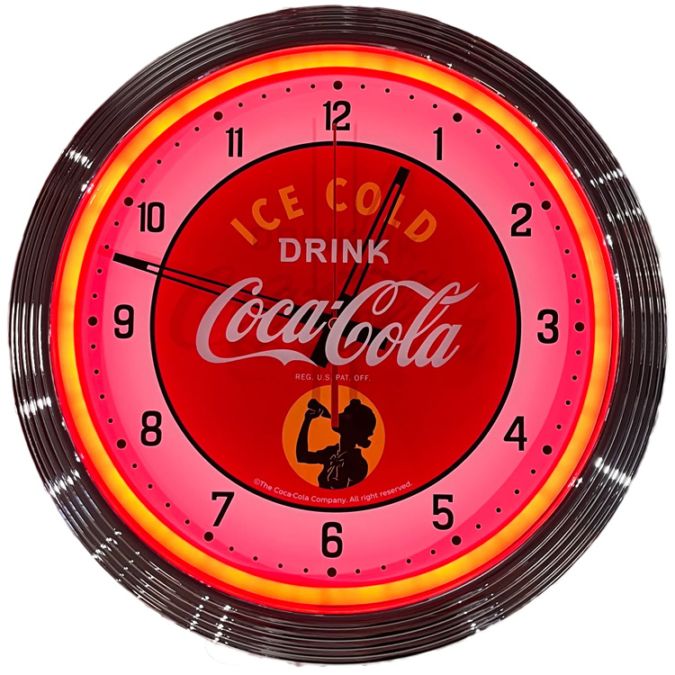 時計 ライト Coca-Cola コカ・コーラ ネオ ネオンクロック レッド PJ-NC05 幅63.5×高さ28㎝ 電池式 壁掛け インテリア アメリカ雑貨 アメリカン雑貨コカ・コーラらしい存在感を放つウォールクロック