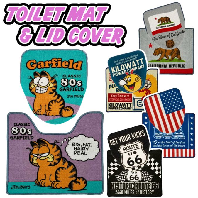トイレマット & 蓋カバー トイレ カバー セット トイレマット トイレカバー インテリア小物 ガレージ 店舗 アメリカン雑貨トイレまでアメリカンに!遊び心たっぷりの『TOILET MAT & LID COVER』