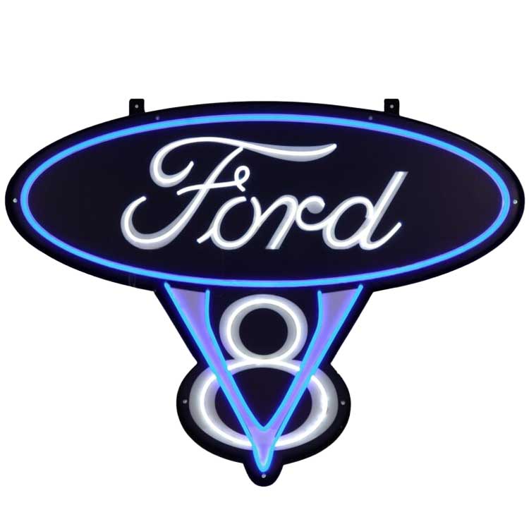 Ford LED ネオンサイン 看板　フォード　アメリカ　ライト　ガレージ 看板 照明 LEDサイン FORD V8 縦76.2×横101.6×奥行2.5cm フォード 壁面