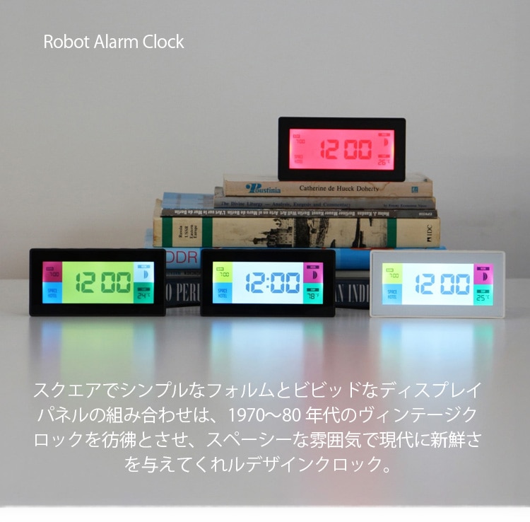 アラームクロック デジタル時計 ロボット アラーム クロック レトロ カラフル 置き時計 バックライト付き 目覚まし時計 インテリア アメリカン雑貨クラシックデザインの多機能デジタルクロック Robot Alarm Clock