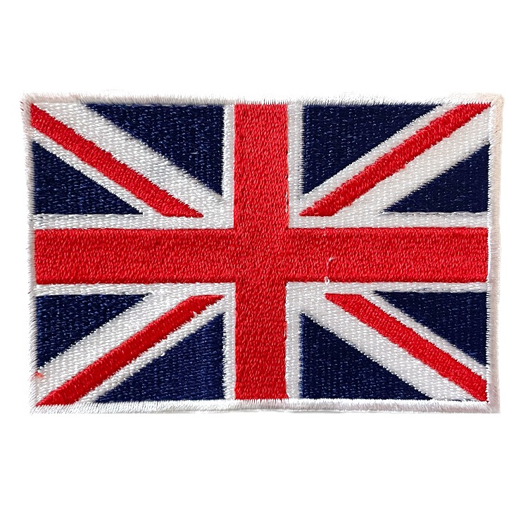 【メール便発送】ワッペン イギリス 国旗 スクエア（大） 縦6×横9cm コットン製 アイロン 大人向け パッチ 海外 アレンジ かっこいい アメリカン雑貨アイロンで手軽につけられる刺繍ワッペン。