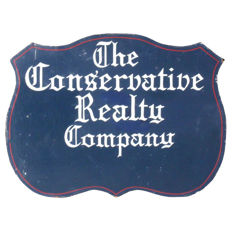 1点物】 アメリカンビンテージ看板 The conservative Realty Company