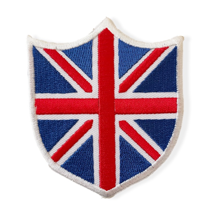 【メール便発送】ワッペン イギリス 国旗 ダイカット 縦8×横6.8cm コットン製 アイロン 大人向け パッチ 海外 アレンジ かっこいい アメリカン雑貨アイロンで手軽につけられる刺繍ワッペン。