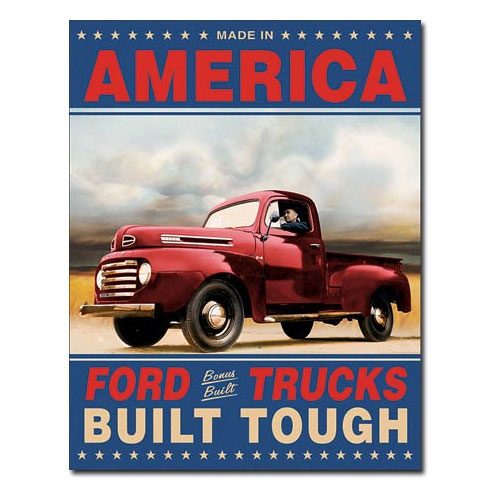 メタルサイン 「フォード Ford Trucks Built Tough」 #1909 Ford ブリキ看板 ガレージ アメリカ雑貨 アメリカン雑貨
