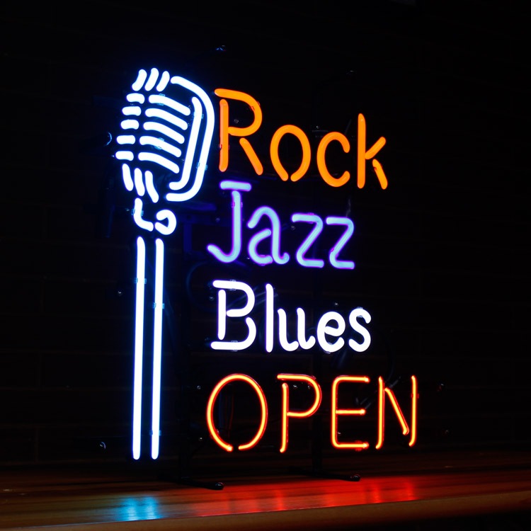 アメリカンネオンサイン Rock Jazz Blues OPEN ロック柄 BAR ライブ 