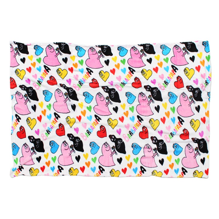 フリースブランケット（L） バーバパパ HEART 100×140cm マイクロファイバー素材 アウトドアブランケット 毛布 ひざ掛け キャラクター柄 アメリカン雑貨 デッドストック