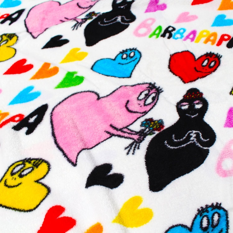 フリースブランケット（L） バーバパパ HEART 100×140cm マイクロファイバー素材 アウトドアブランケット 毛布 ひざ掛け キャラクター柄 アメリカン雑貨 デッドストック