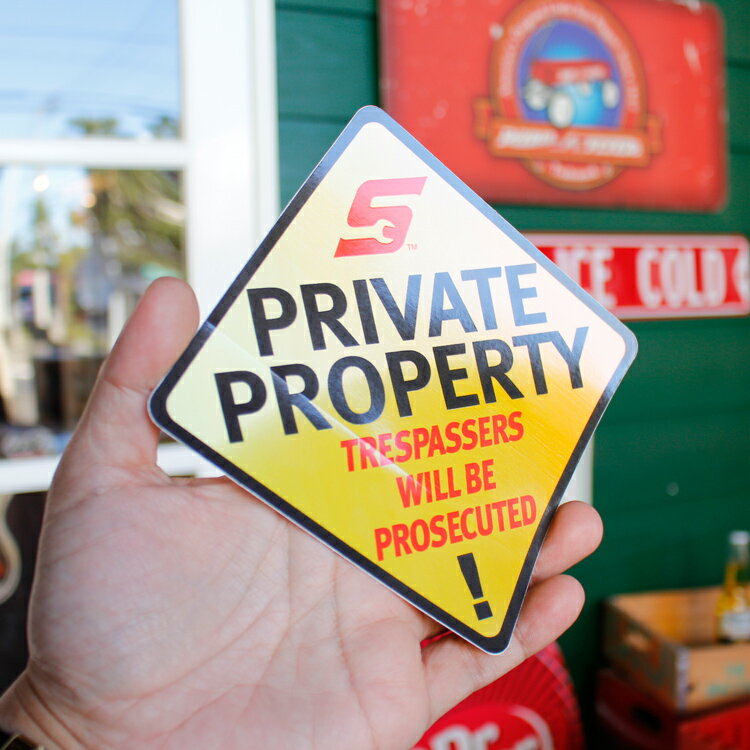 【メール便発送】ステッカー 車 スナップオン デカール PRIVATE PROPERTY! ダイヤ型 イエロー 縦17.5×横17.5cm Snap-on シール アメリカ雑貨 アメリカン雑貨アメリカを代表する工具メーカーのオフィシャルデカール。