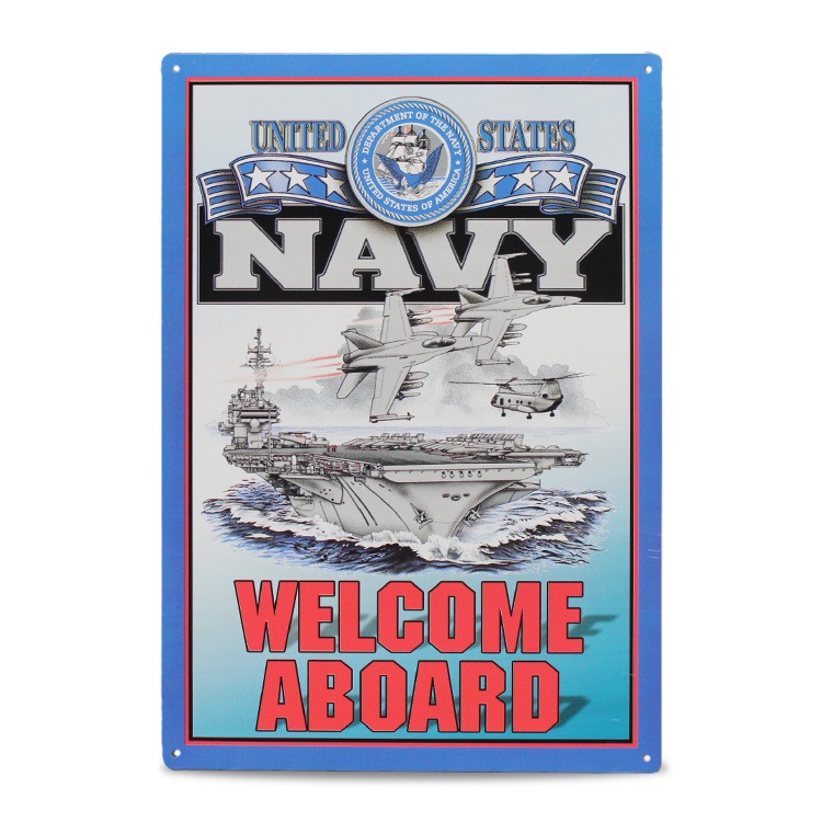 メタルサイン U.S.NAVY WELCOME ABROAD 縦42×横29.5cm アメリカ製