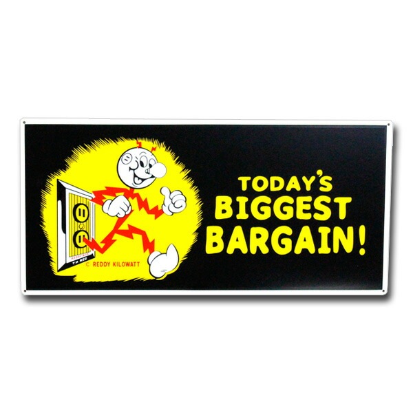 MDFサインボード 「レディキロワット BARGAIN」 横60×縦29cm 木製看板
