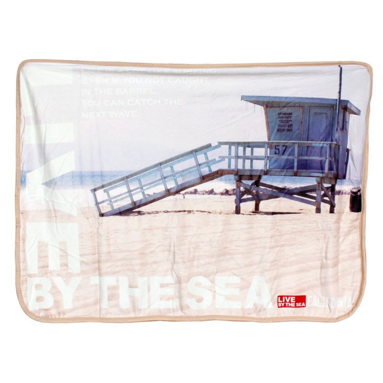 【SALE！】ひざ掛け Live By The Sea CALIFORNIA クォーター ブランケット「Lifeguard ライフガード 」縦75×横105cm ポリエステル製 ビーチ カリフォルニア アメリカン雑貨