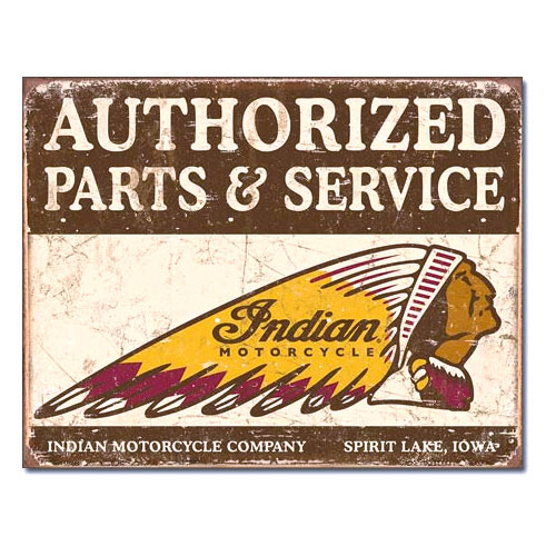 メタルサイン 「インディアン Authorized Parts & Service」 #1930